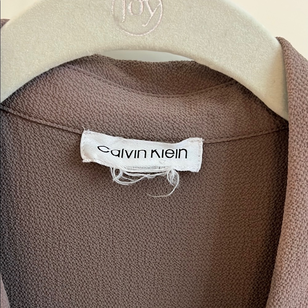 Calvin Klein Ruffled Brown Blouse - Picture 2 of 5